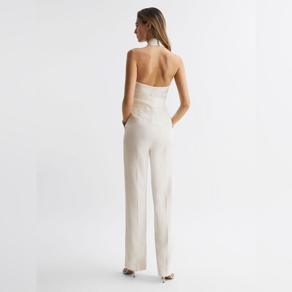 REISS: HALTER NECK LINEN BLEND JUMPSUIT - Picture 2 of 6